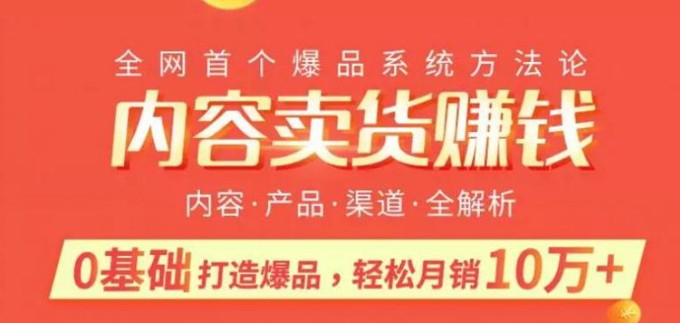 内容卖货赚钱：0基础打造卖爆品，每月轻松躺赚10w+【完结】