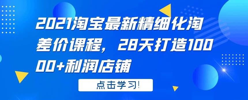 2021 淘宝最新精细化淘差价课程，28 天打造 10000+利润店铺