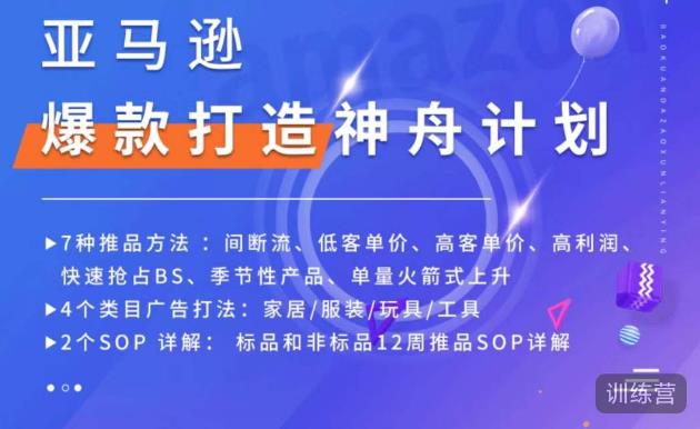 亚马逊人气爆款模式打造神舟计划，7种产品推广方式，4大类广告投放方式，2个SOP详解