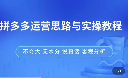 拼多多店铺运营思路和实战教程，快速学会开店运营拼多多店铺，少一些陷阱，多一些收益