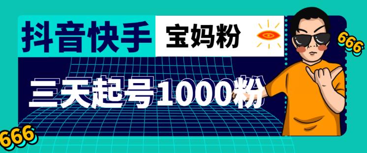 抖音快手三天爆粉1000宝妈核心方法【详细玩法教程】