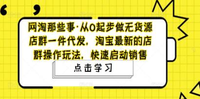 《从0起步做无货源店群一件代发》淘宝最新的店群操作玩法，快速启动销售