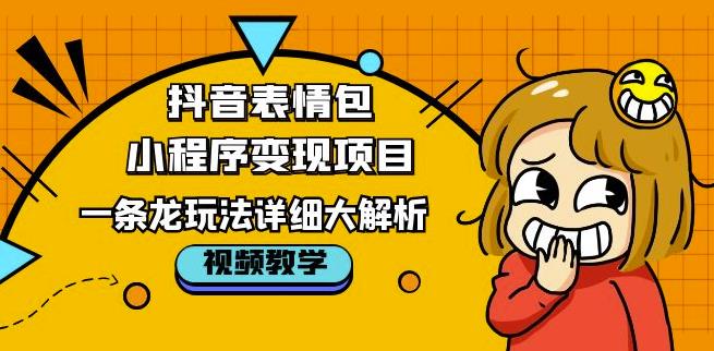 抖音表情包小程序变现项目，一条龙玩法详细大解析，视频版学习！