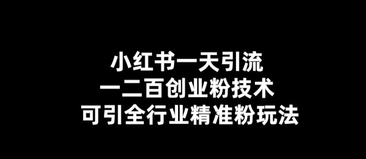 小红书一天引流一二百创业粉技术，可引全行业精准粉玩法【仅揭秘】