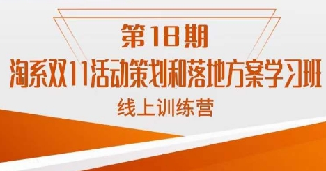 南掌柜·淘系双11活动策划和落地方案线上课18期