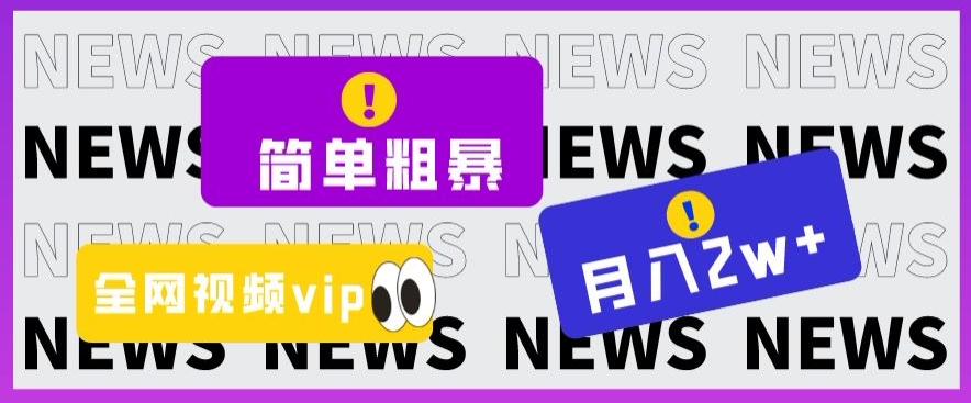 简单粗暴零成本，高回报，全网视频VIP掘金项目，月入2万＋【揭秘】