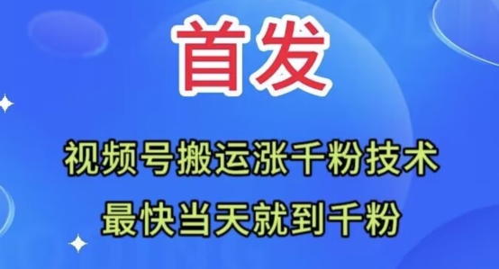 全网首发：视频号无脑搬运涨千粉技术，最快当天到千粉【揭秘】