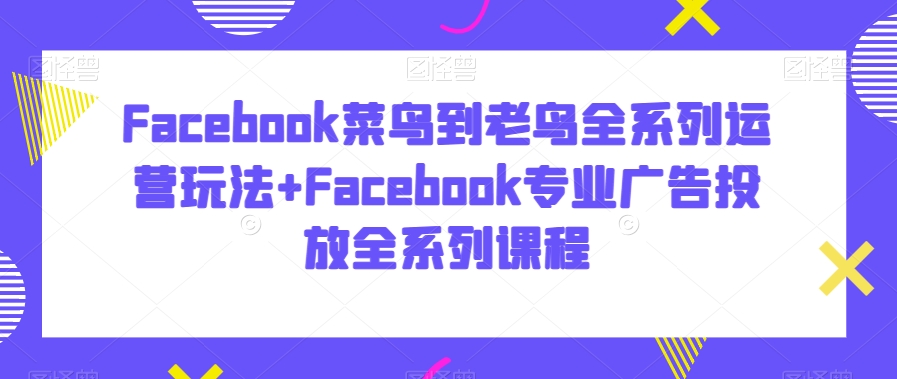 Facebook菜鸟到老鸟全系列运营玩法+Facebook专业广告投放全系列课程