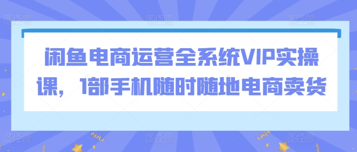 闲鱼电商运营全系统VIP实操课，1部手机随时随地电商卖货