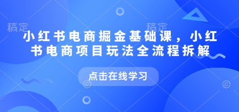 小红书电商掘金课，小红书电商项目玩法全流程拆解